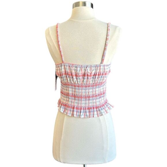 NWT Japna Smocked Ruffle Picnic Plaid Cami Crop Top - Picture 7 of 10